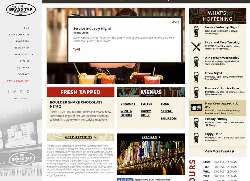 Brass Tap Website Local Page Social Sharing
